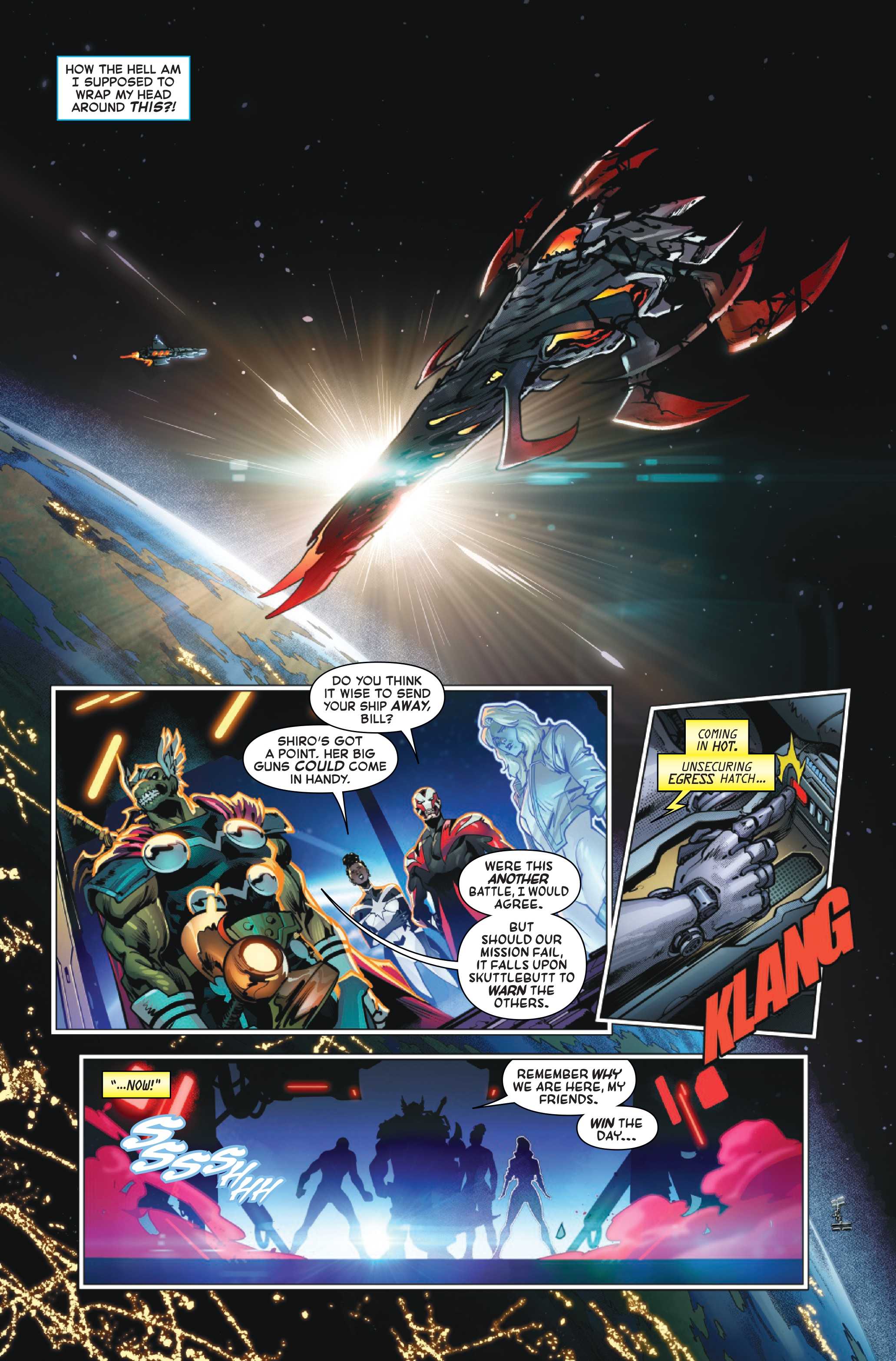 Beta Ray Bill's team travels in The Defenders of Light and Dark #1