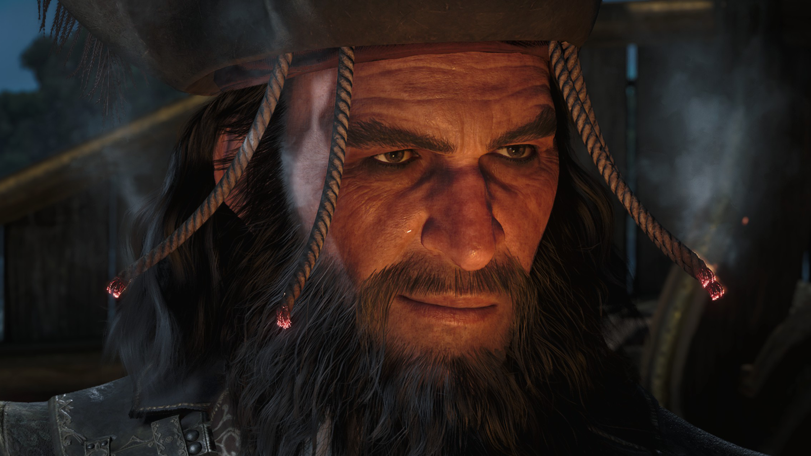 Black Flag Resynced Blackbeard in a cutscene