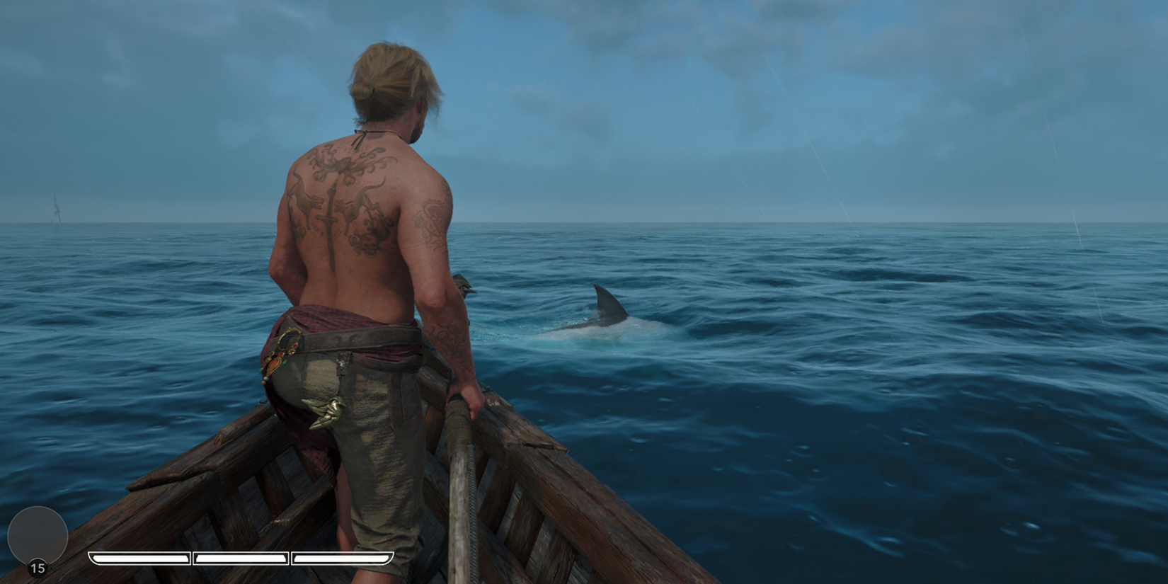 Black Flag Resynced Edward getting ready to harpoon a shark
