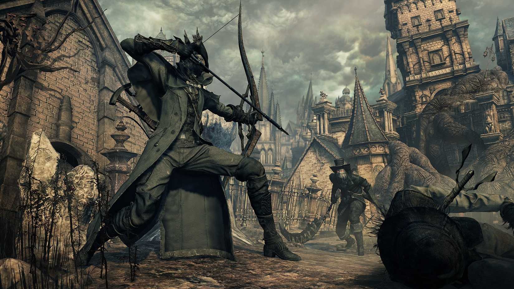 Bloodborne protagonist using a bow