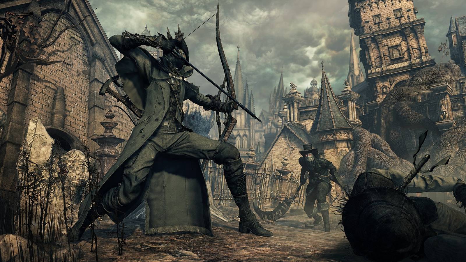 Bloodborne protagonist using a bow