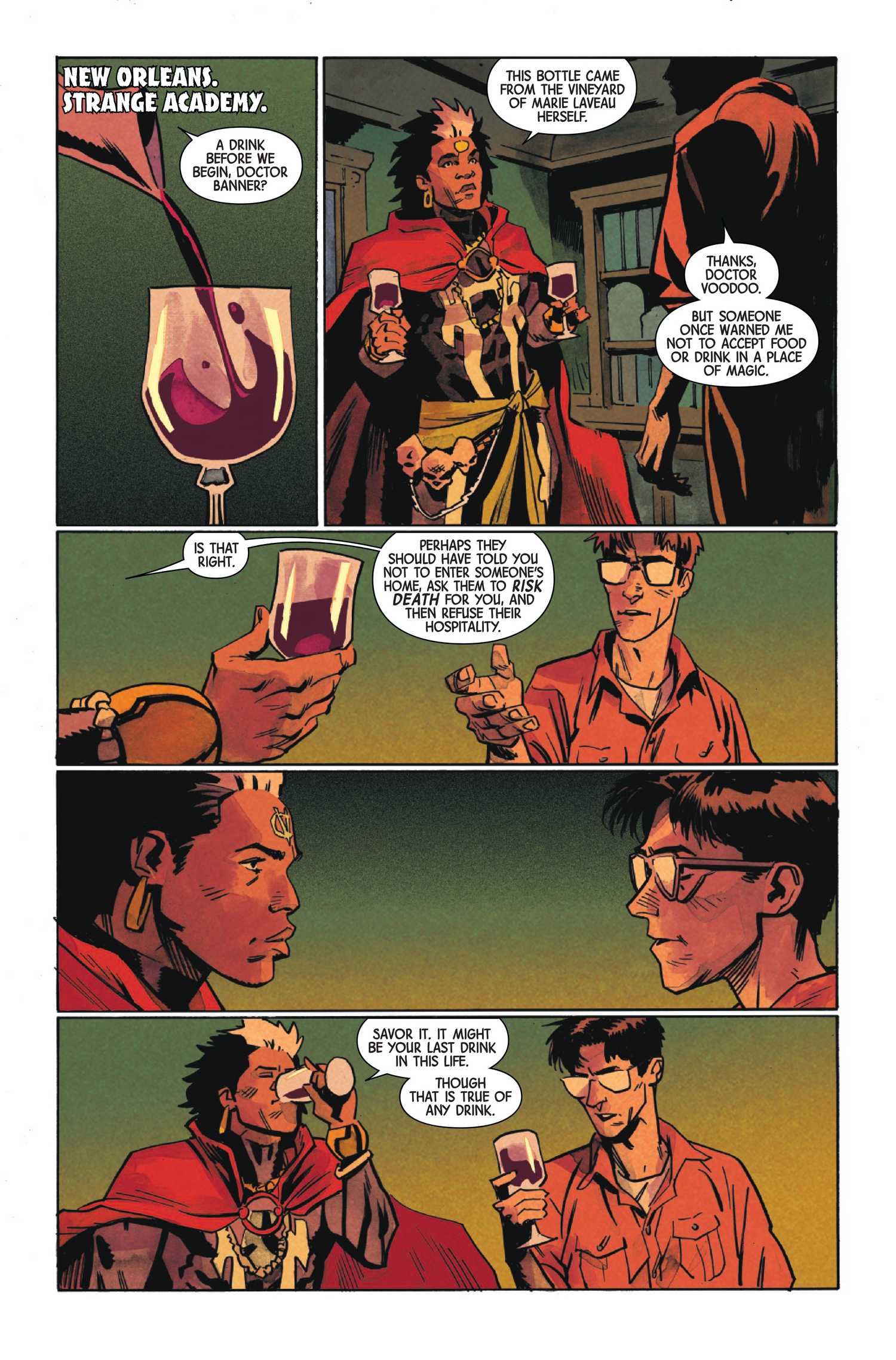 Bruce Banner toasts with Brother Voodoo in The Infernal Hulk #9