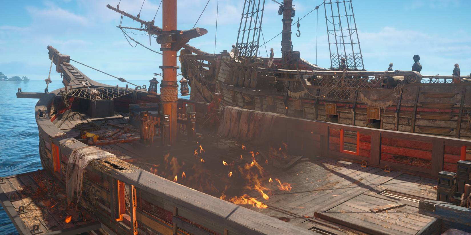 Burning Ship In AC Black Flag