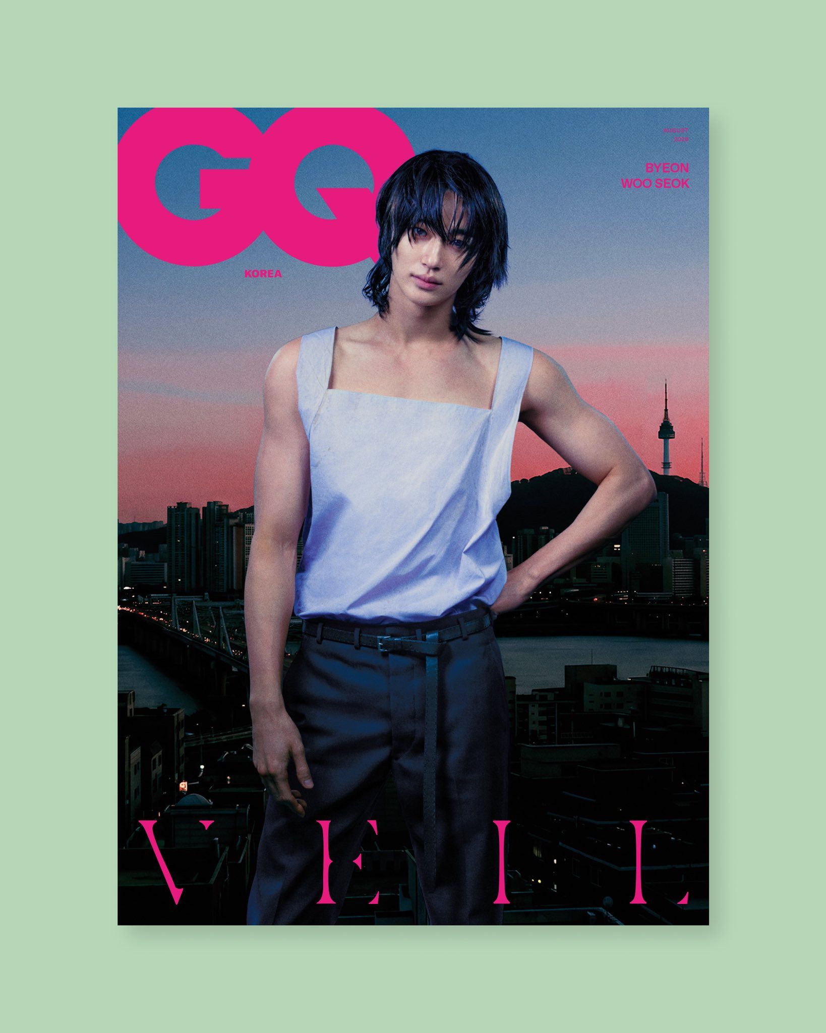 Byeon Woo-seok with long hair on the cover of GQ Korea August 2026
