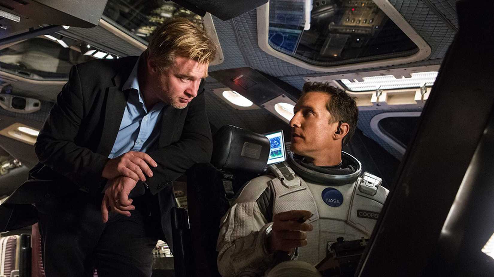 Christopher Nolan and Matthew McConaughey on the set of Interstellar