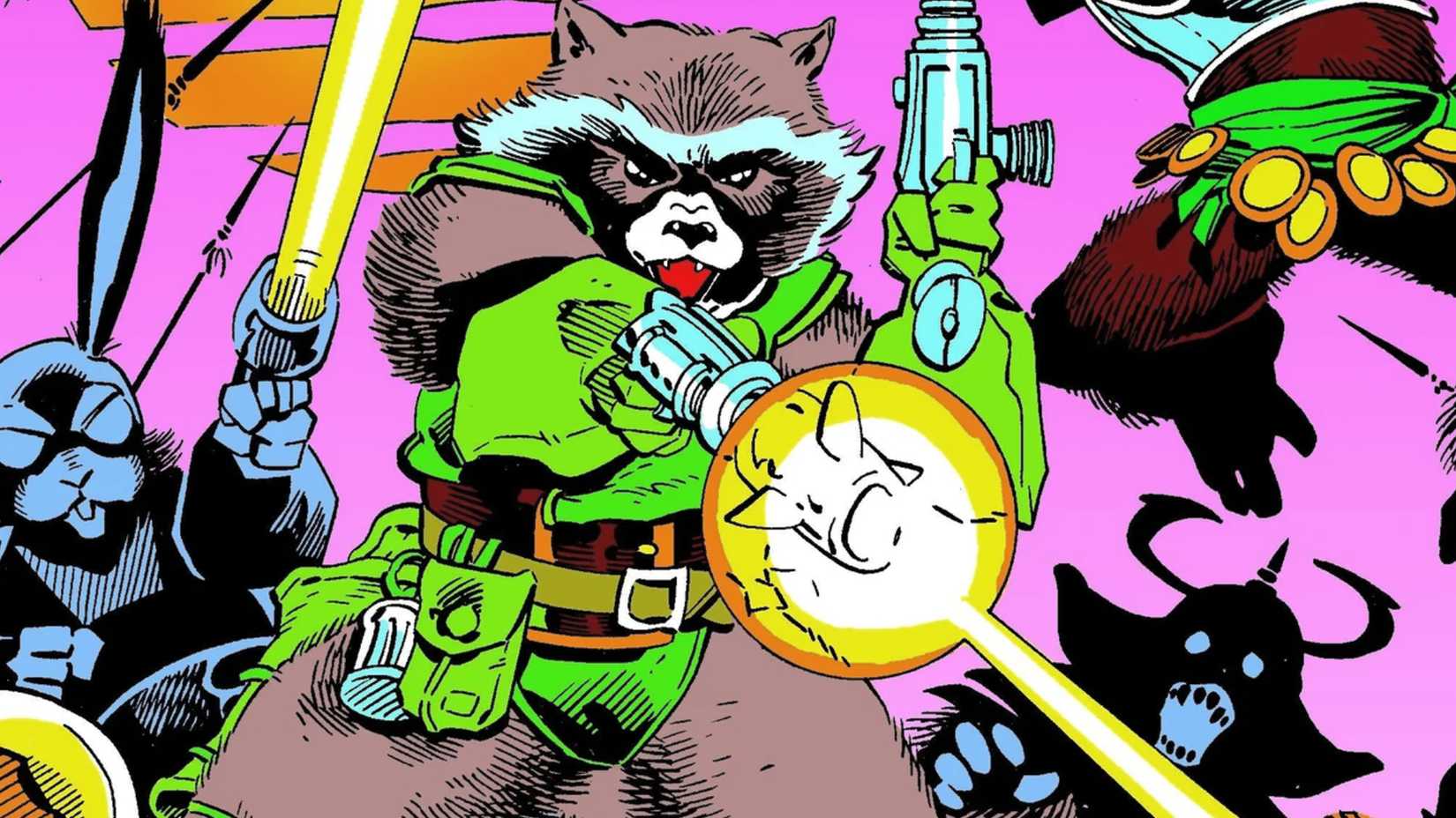 classic marvel art of rocket raccoon