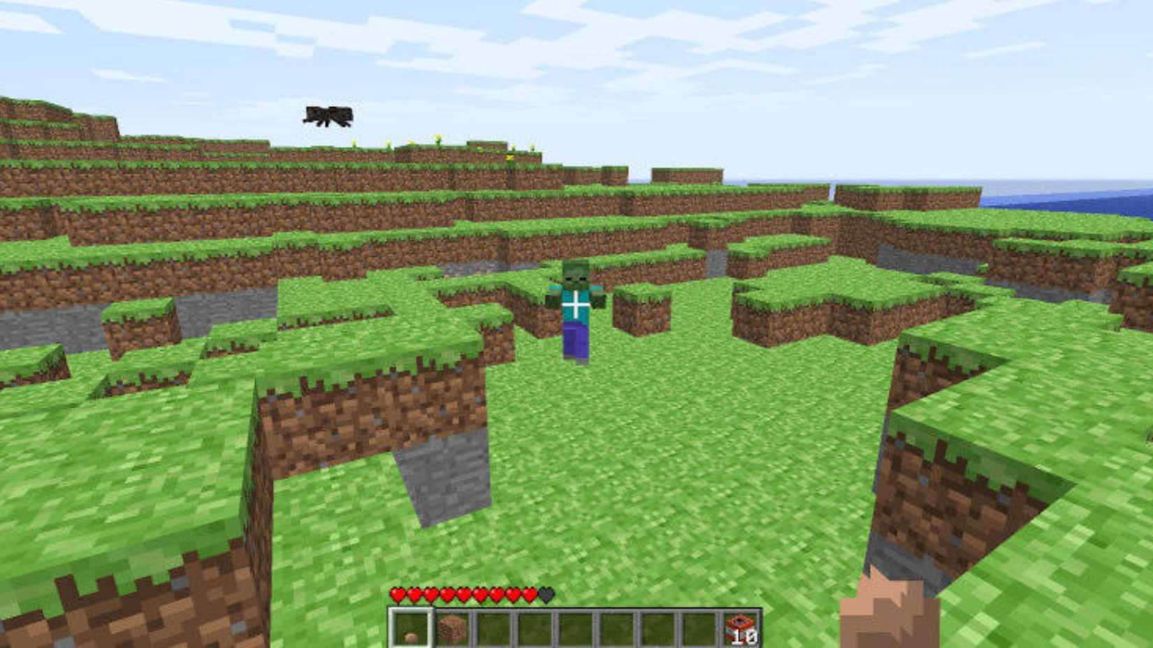 The player looking at a zombie in ClassiCube.
