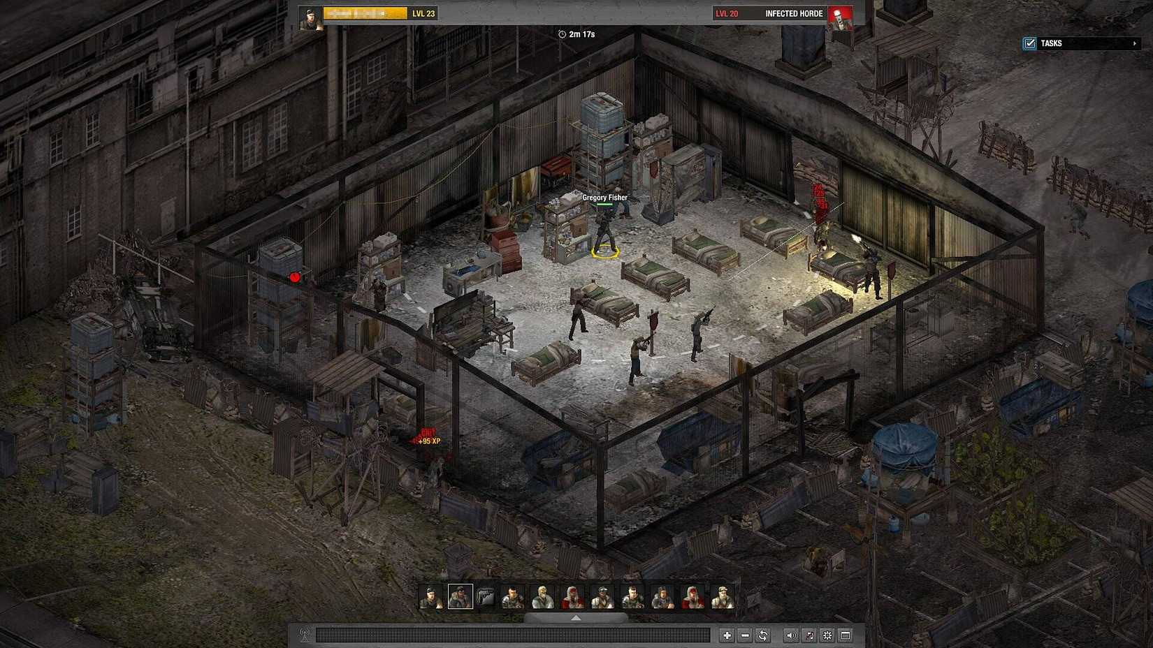 A group of players standing in their base shooting zombies in Dead Zone Revive.