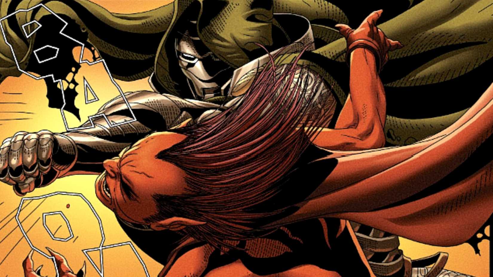 Doctor Doom punches Mephisto in the face in Marvel Comics