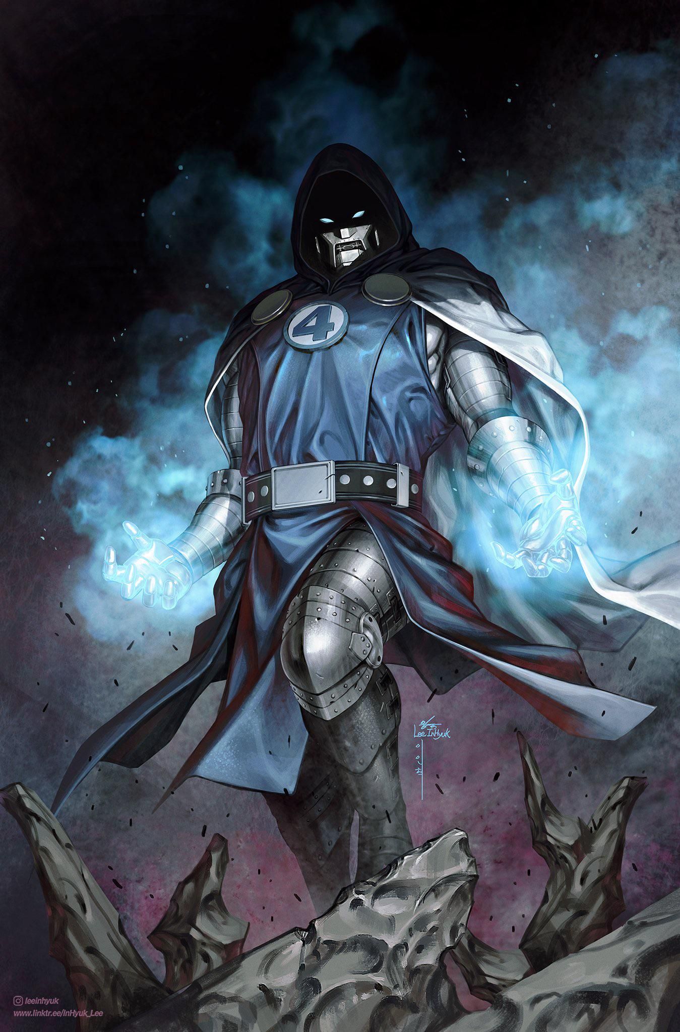 Doctor Doom wears a Fantastic Four-themed robe in All-On-One cover by InHyuk Lee