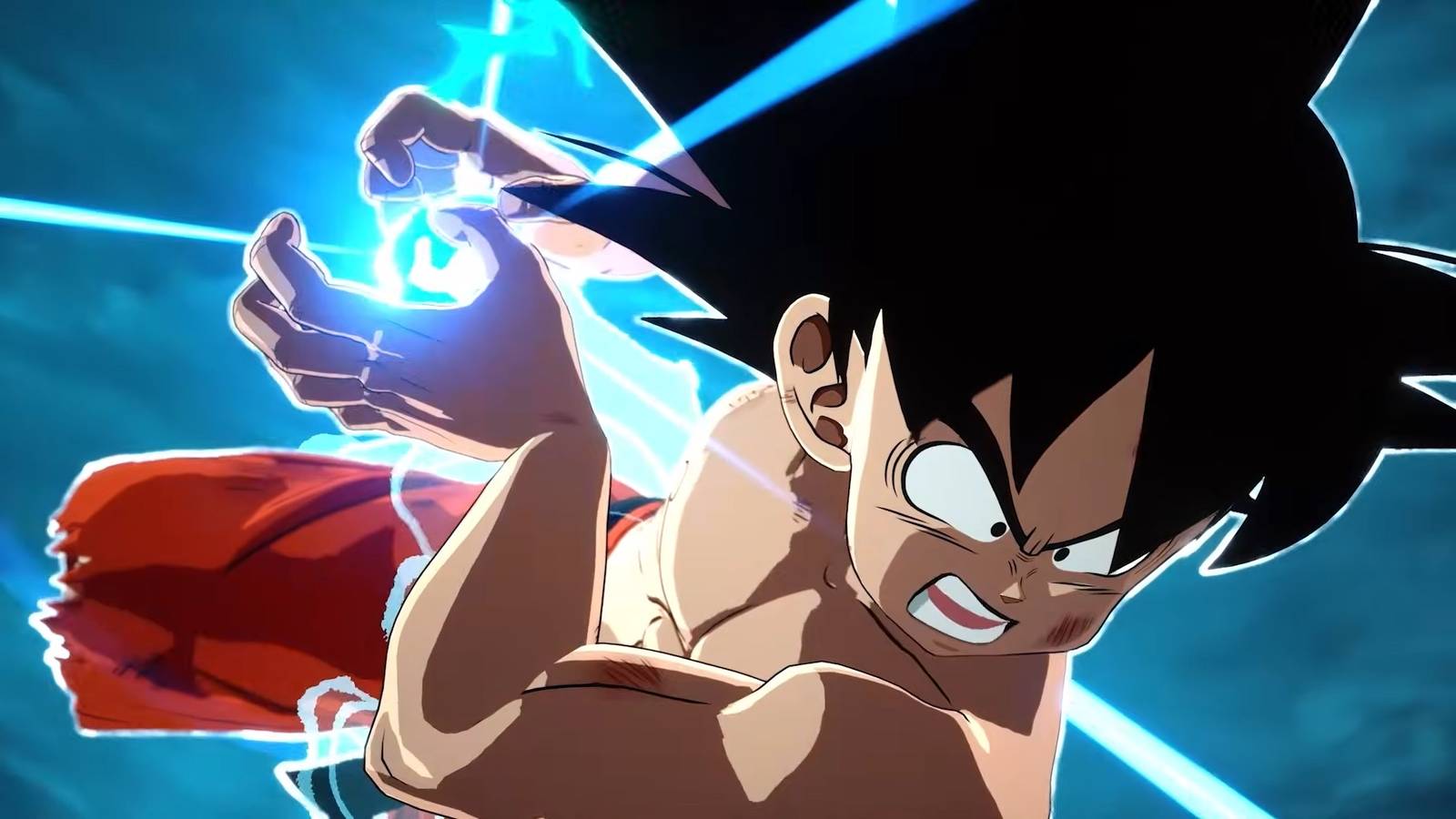 Goku charging a Kamehameha.