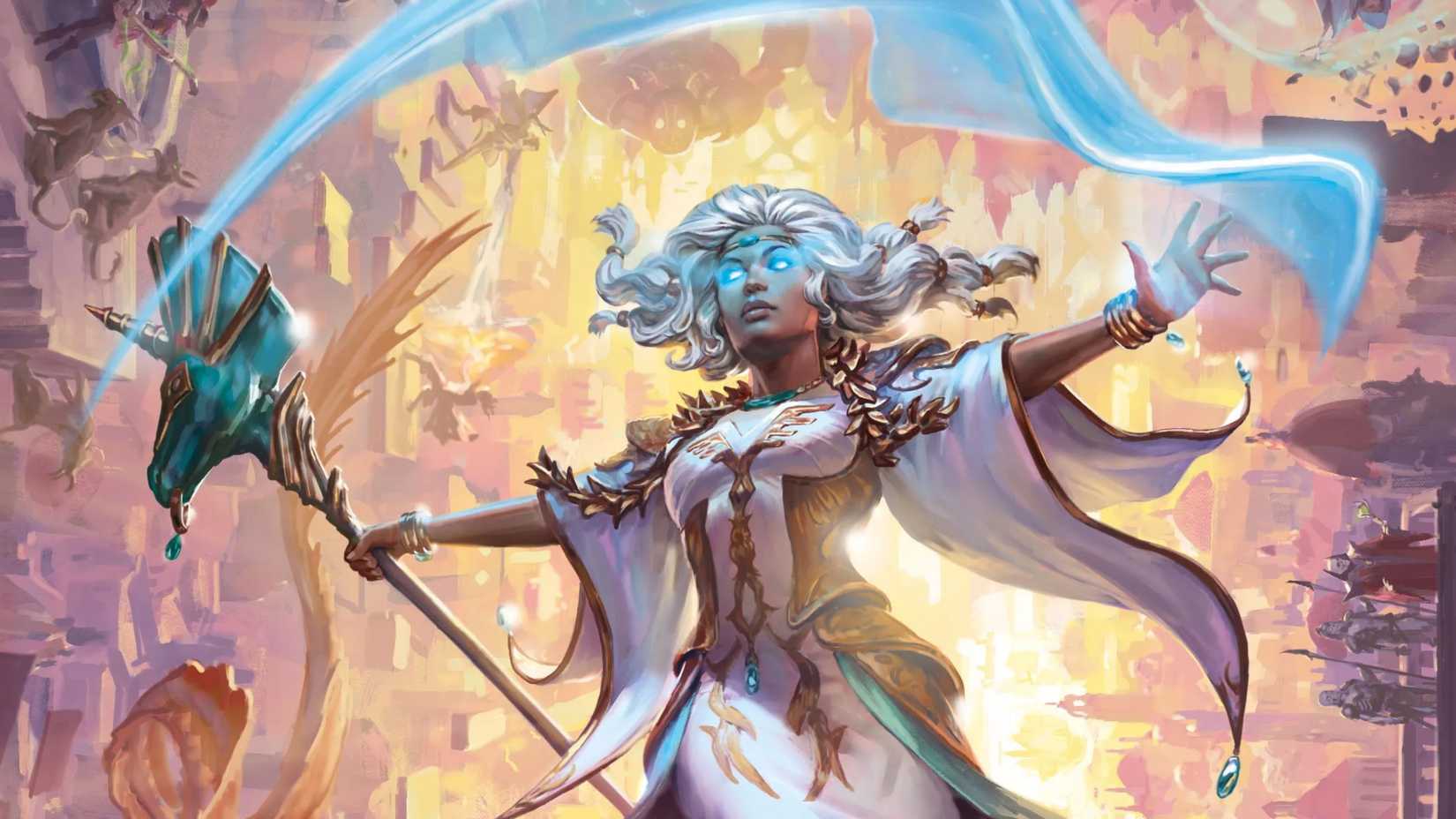 Alustriel Silverhand from Dungeons and Dragons prepares a spell.