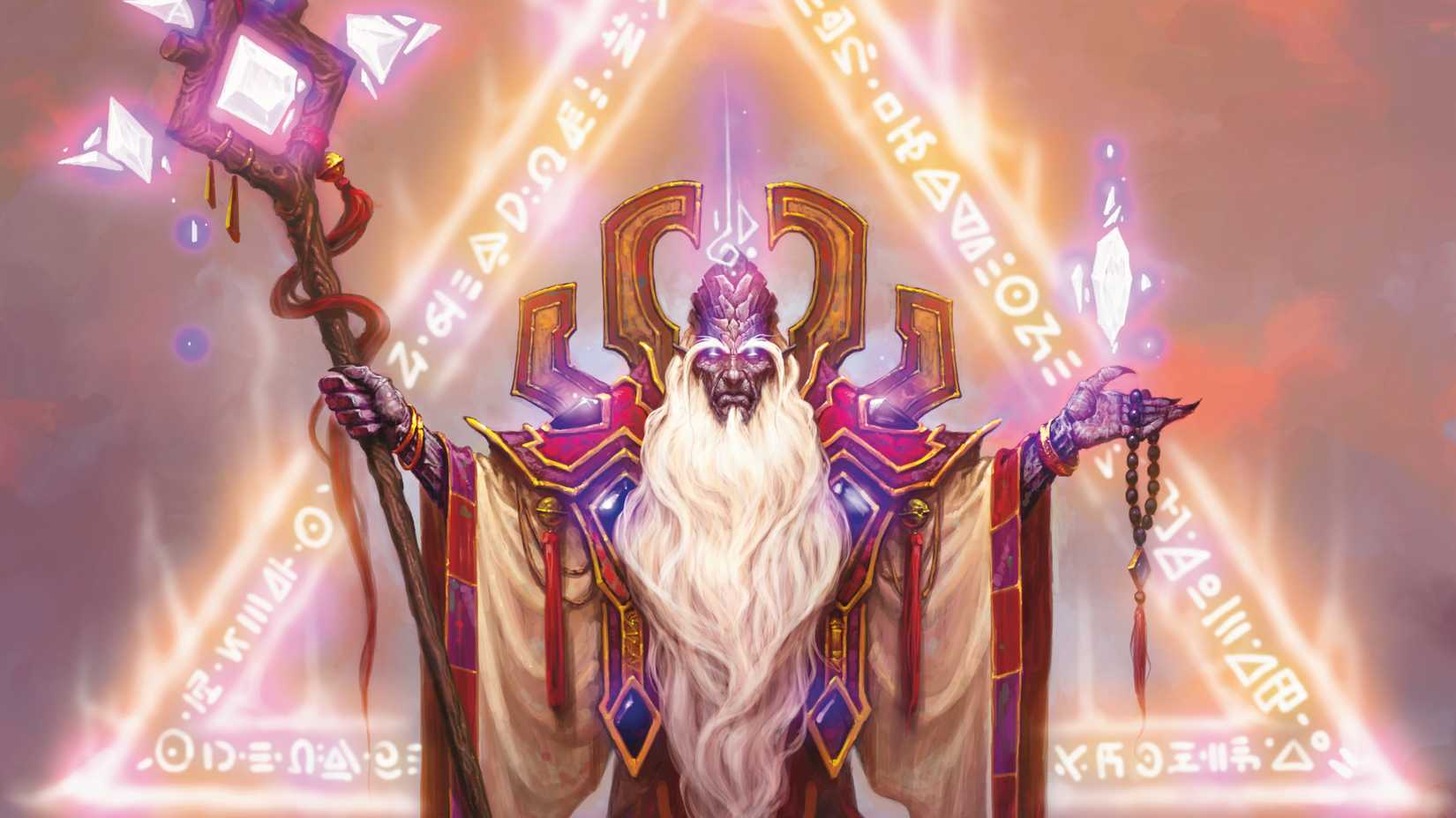 A Draenei Disc Priest readies a spell in Dungeons and Dragons: World of Warcraft.