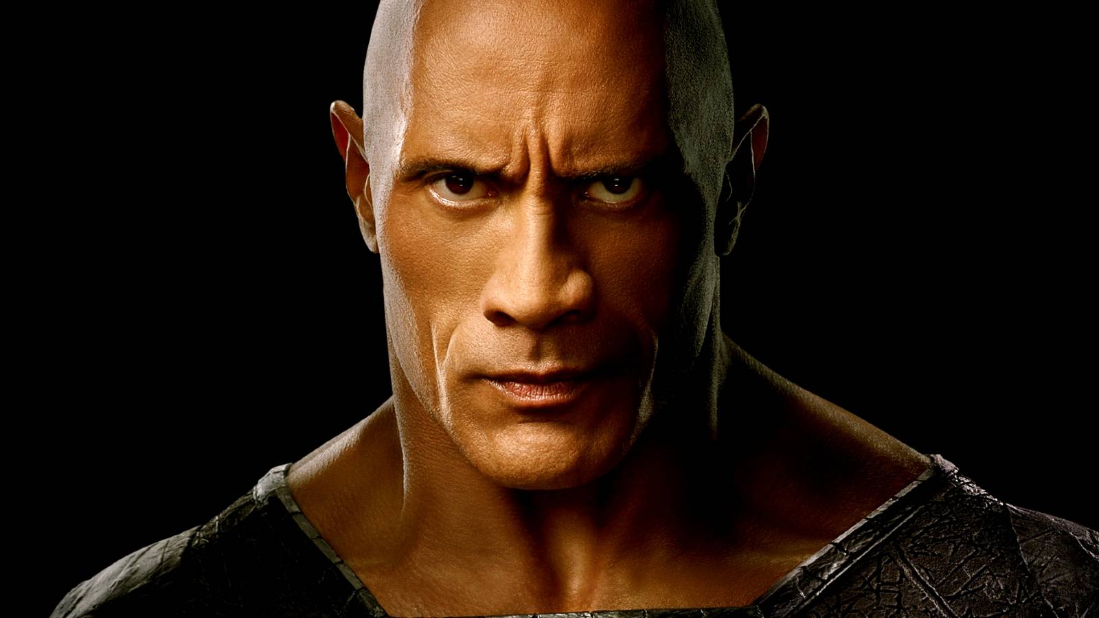 Dwayne the Rock Johnson's Teth-Adam looks directly at the camera in the DCEU's Black Adam