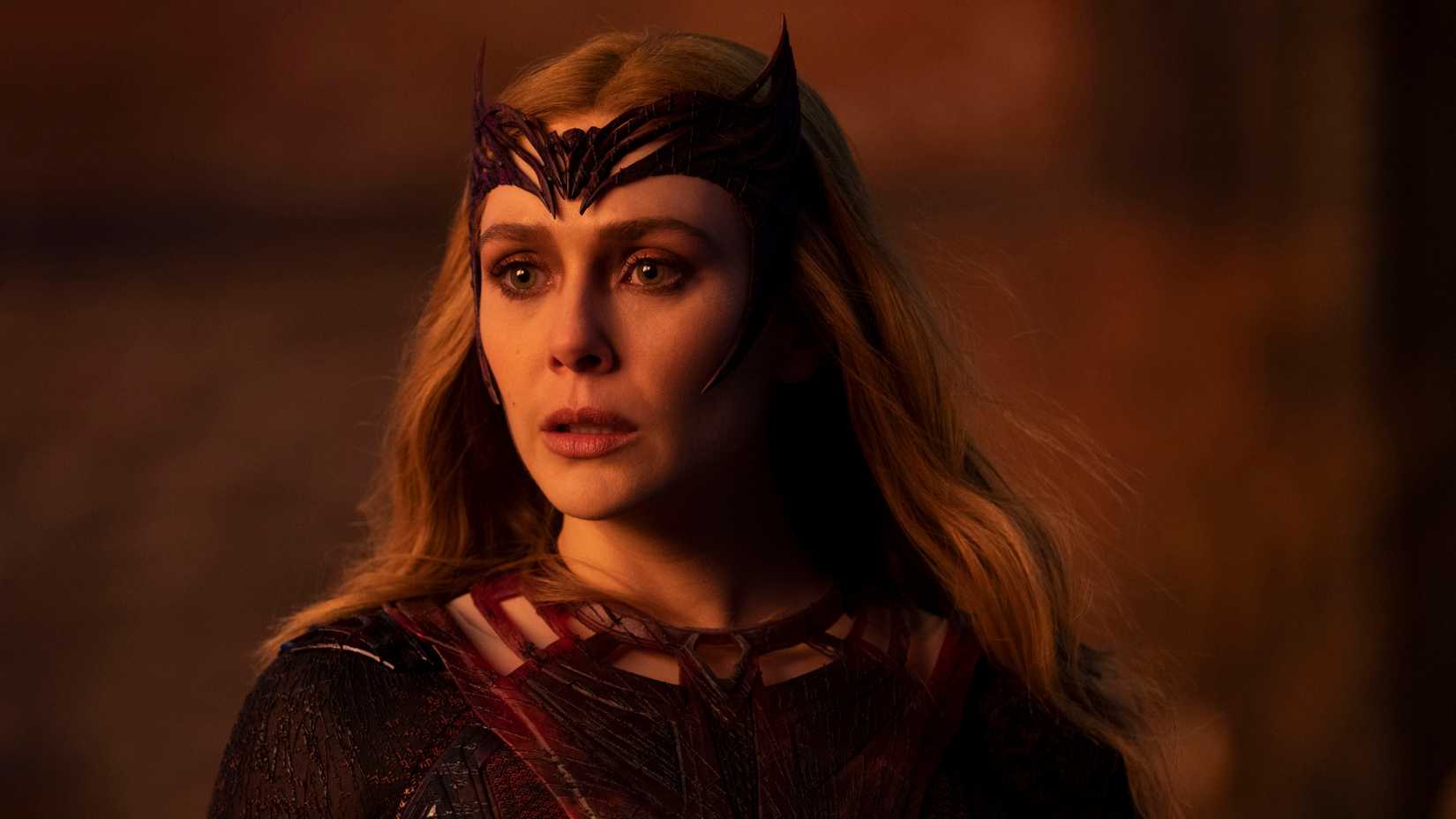 Scarlet Witch looks to the side while worried in Doctor Strange in the Multiverse of Madness