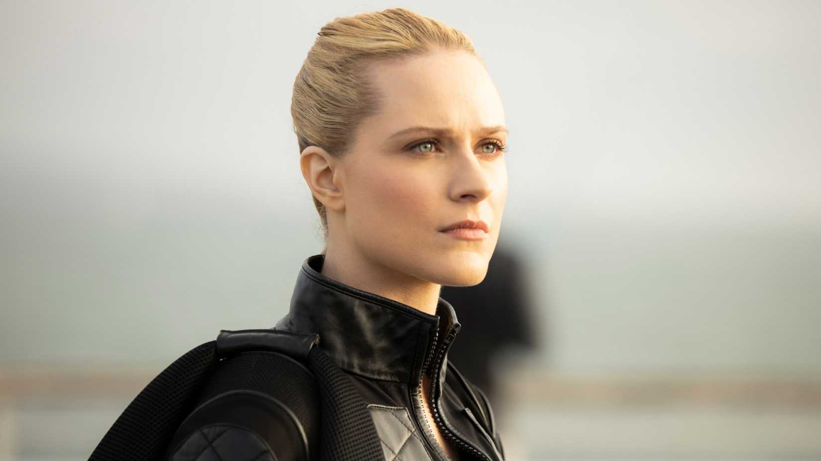 Evan Rachel Wood gazes into the distance in a scene from Westworld