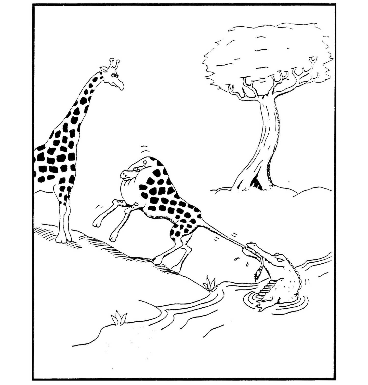 far side giraffe and crocodile comic