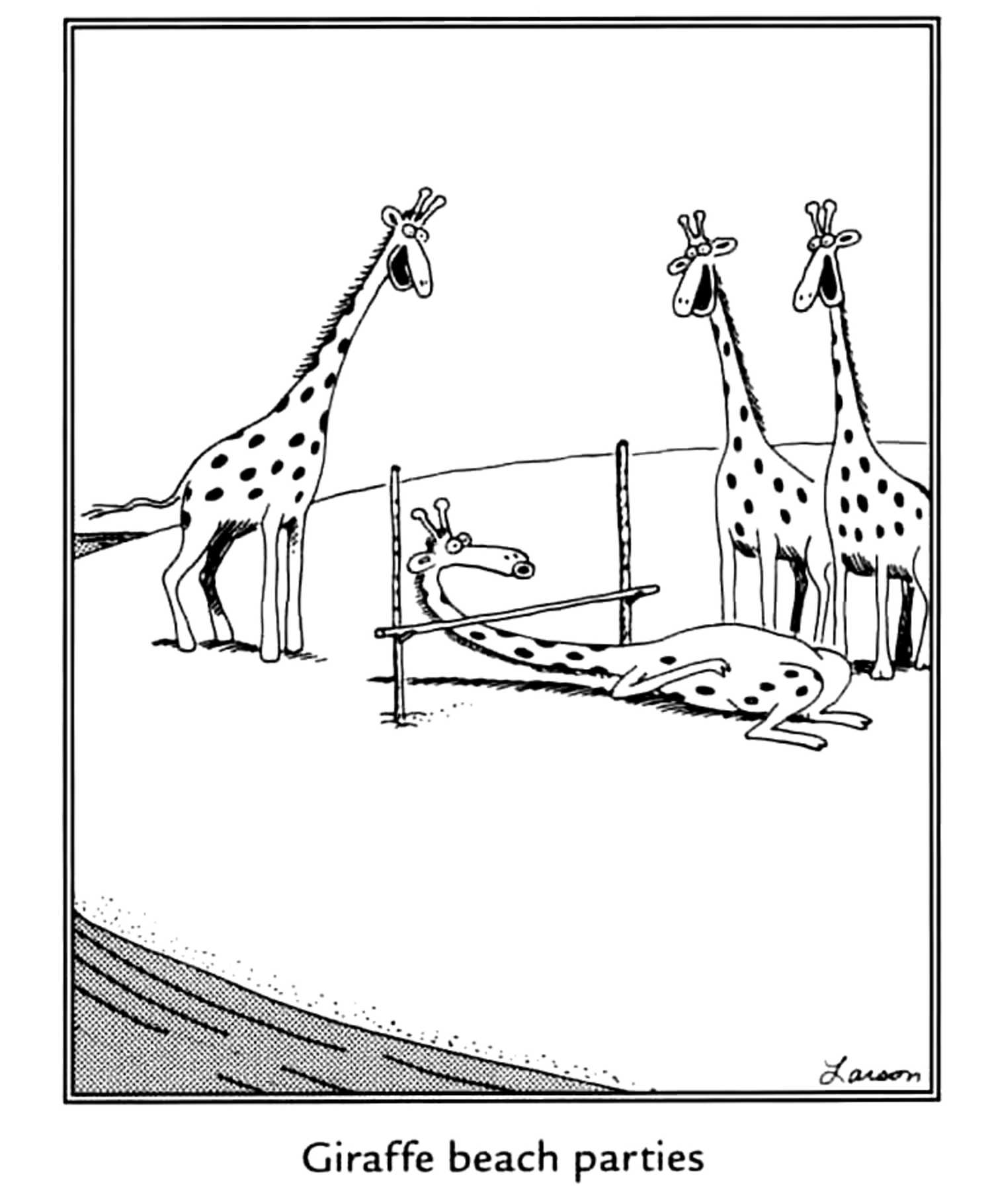 far side giraffe beach parties comic