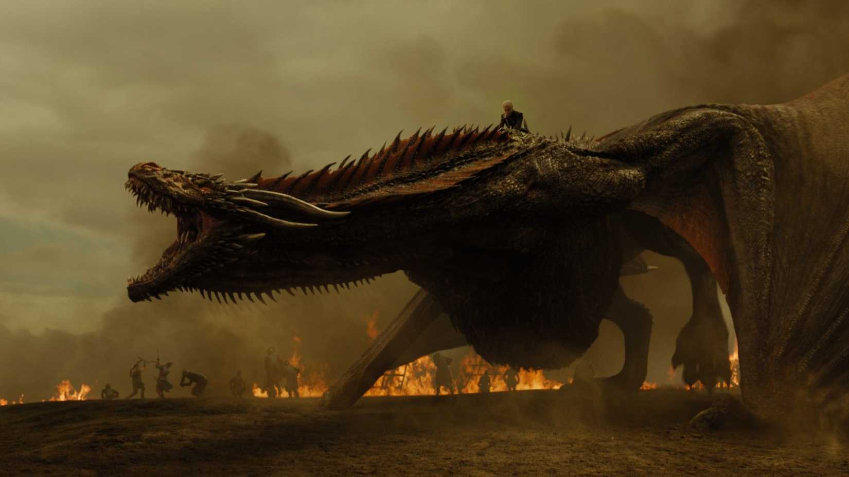 Game of Thrones Daeny riding dragon from season 7
