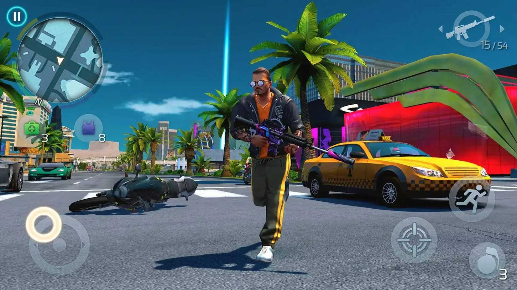 The player running across the road holding an assault rifle in Gangstar Vegas.