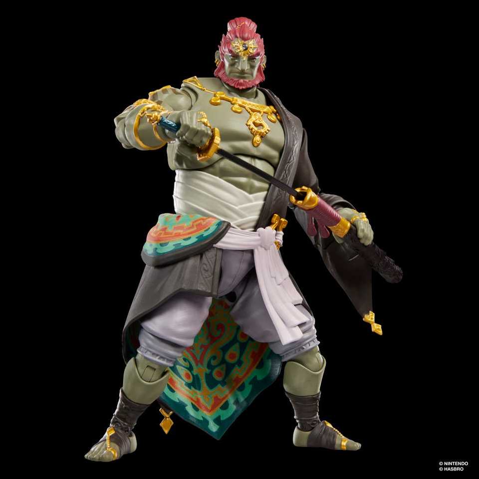 Ganondorf pulling his sword from its scabbard on a black background.
