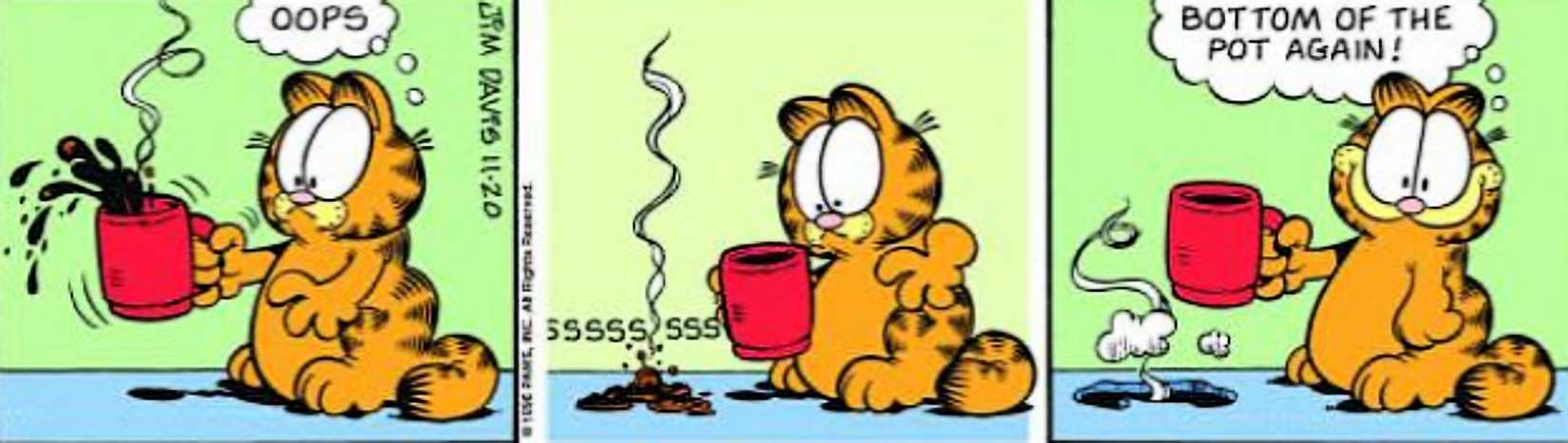 Garfield, November 20, 1996, Garfield's coffee melts through his mug
