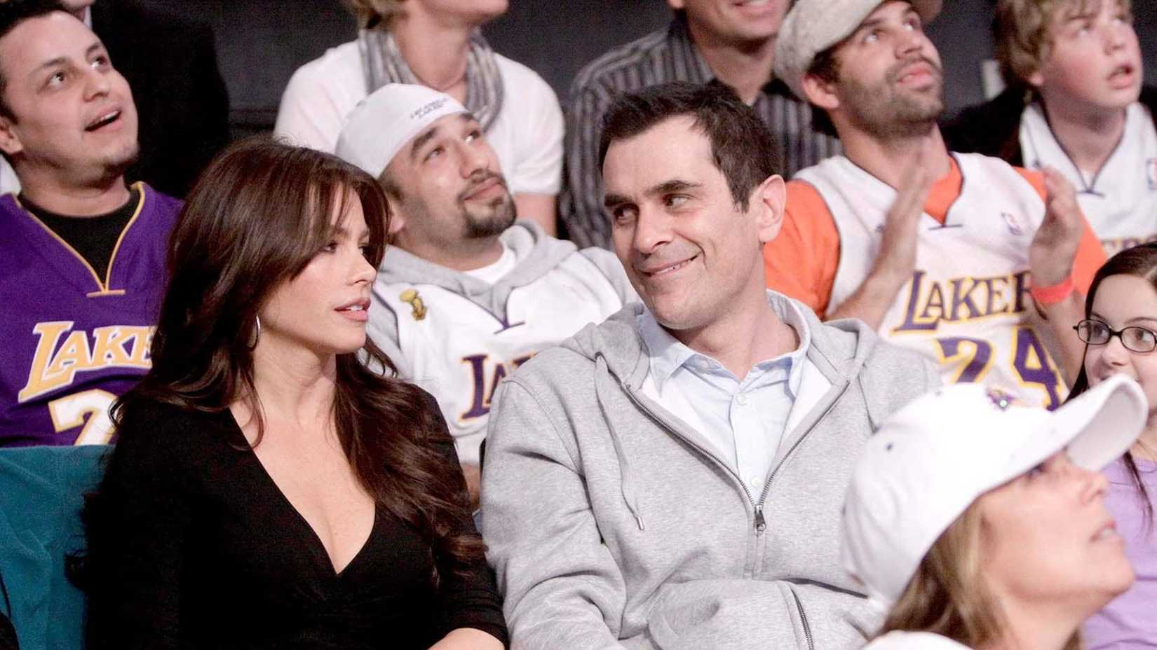 Gloria, Phil, and Alex at a basketball game in Modern Family season 1 episode 24