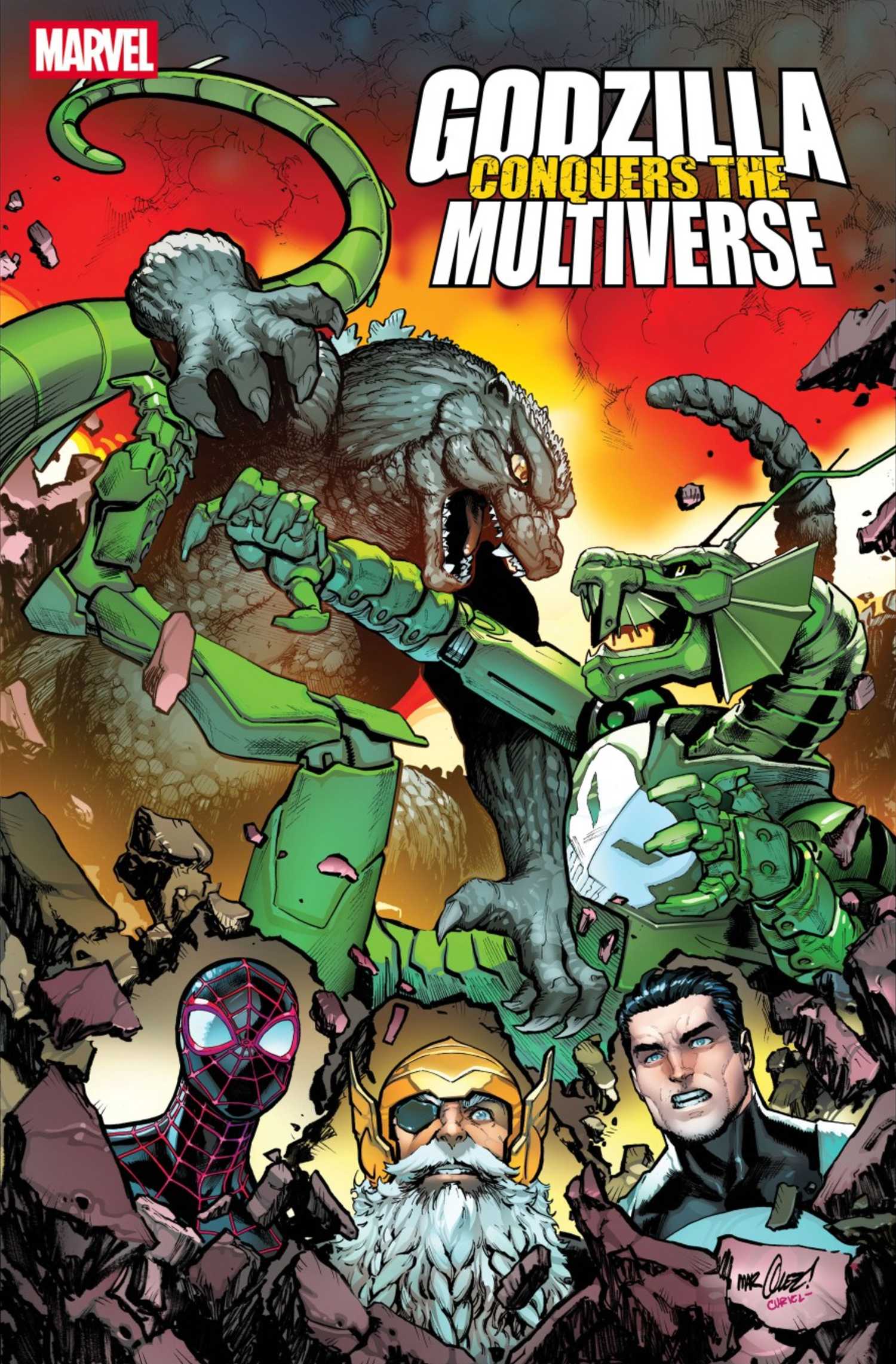 Godzilla Conquers the Multiverse #4 COVER, SHOWING GODZILLA VS FIN FANG FOOM