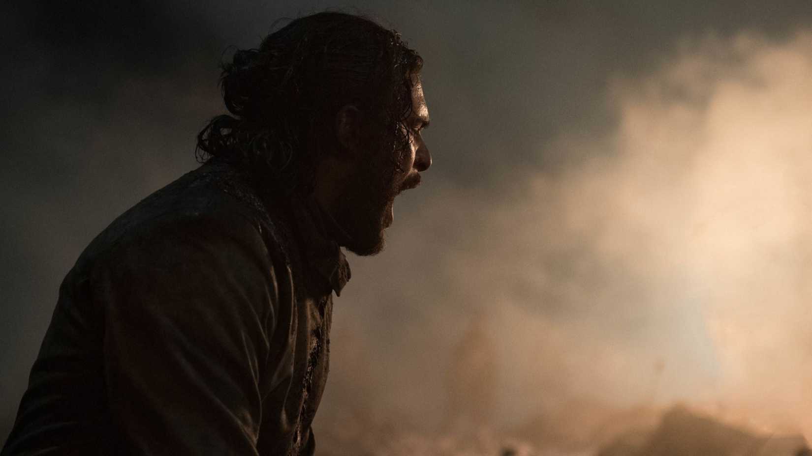 GoT Kit Harington Jon Snow yelling before battle-1