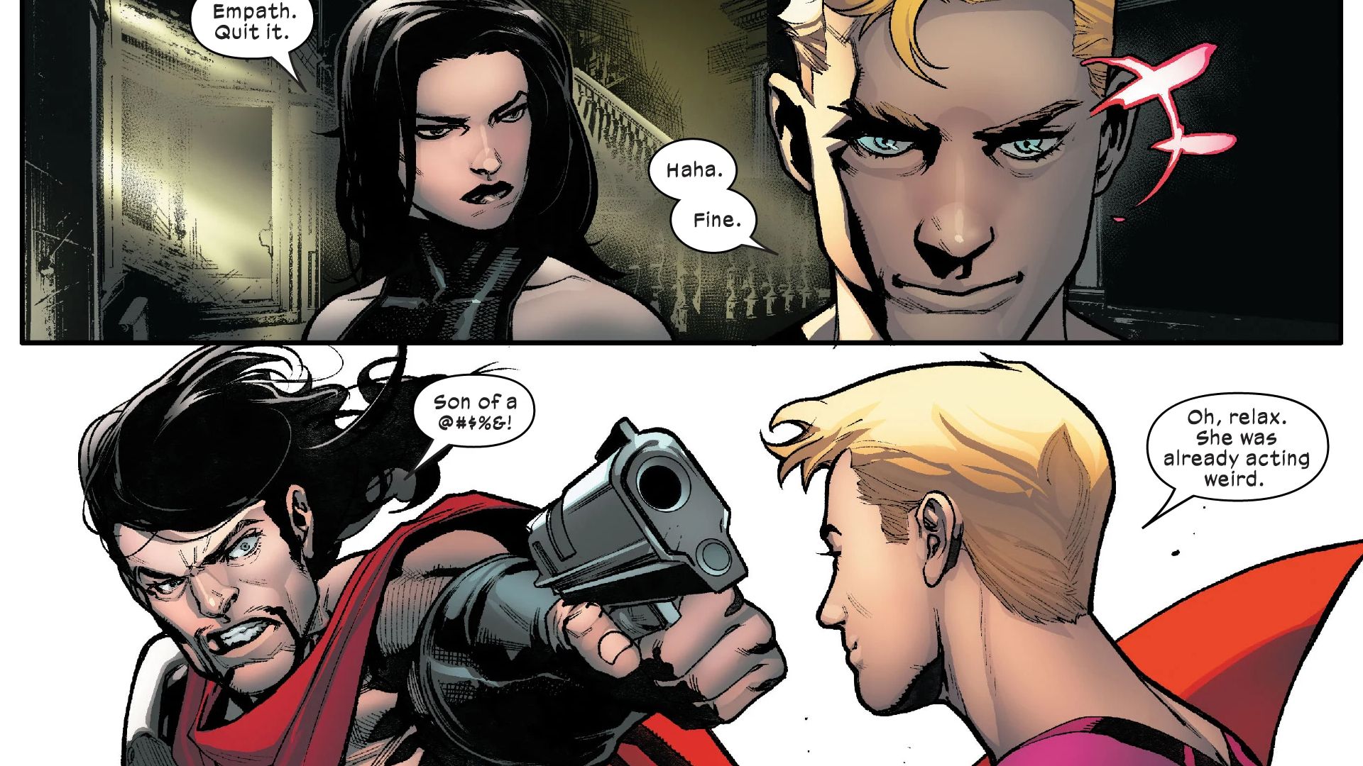 greycrow and empath face off in x-men's hellions series 2