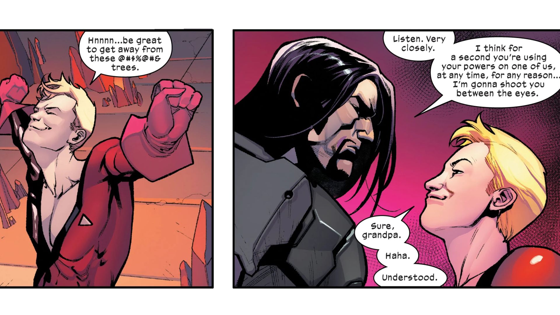 greycrow and empath face off in x-men's hellions series