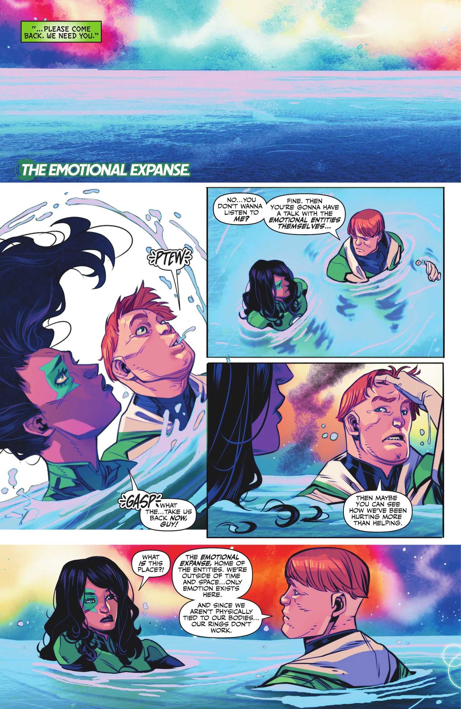 Guy Gardner and Jessica Cruz travel to the Emotional Expanse in Green Lantern Corps #18