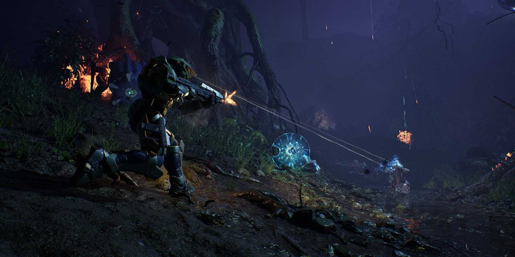 Halo campaign evolved master chief shooting press kit image