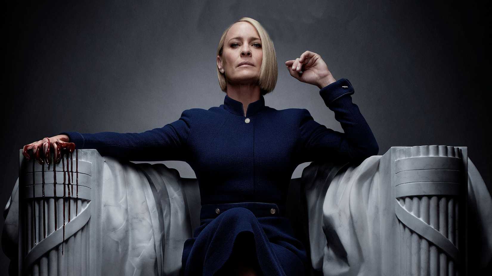 Claire Underwood sitting on a chair in House of Cards