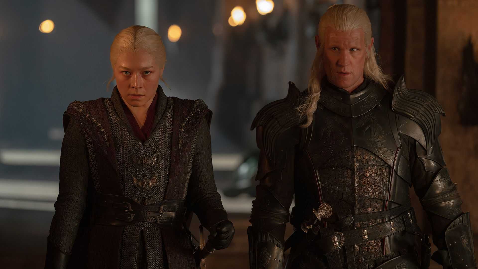 Rhaenyra and Daemon storming through the Red Keep in House of the Dragon season 3
