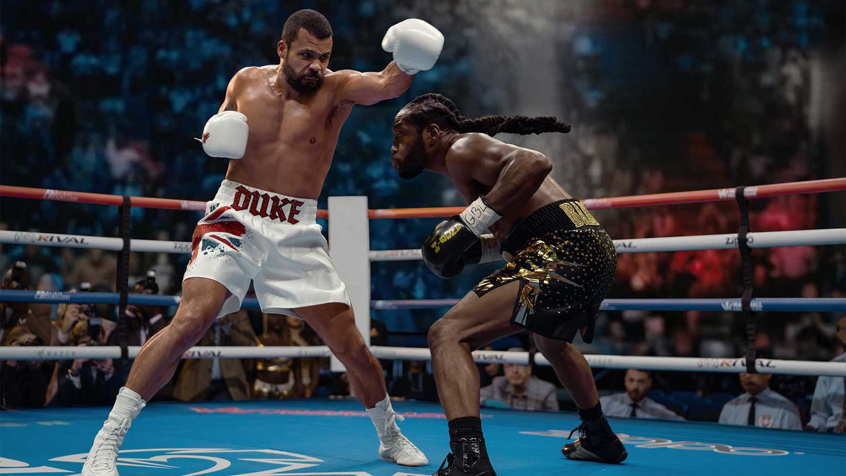 Howard Charles (“Maduka ‘Duke’ Kilroy”) and Marcus Luther Fleming (“H-Bomb”) in Fightland