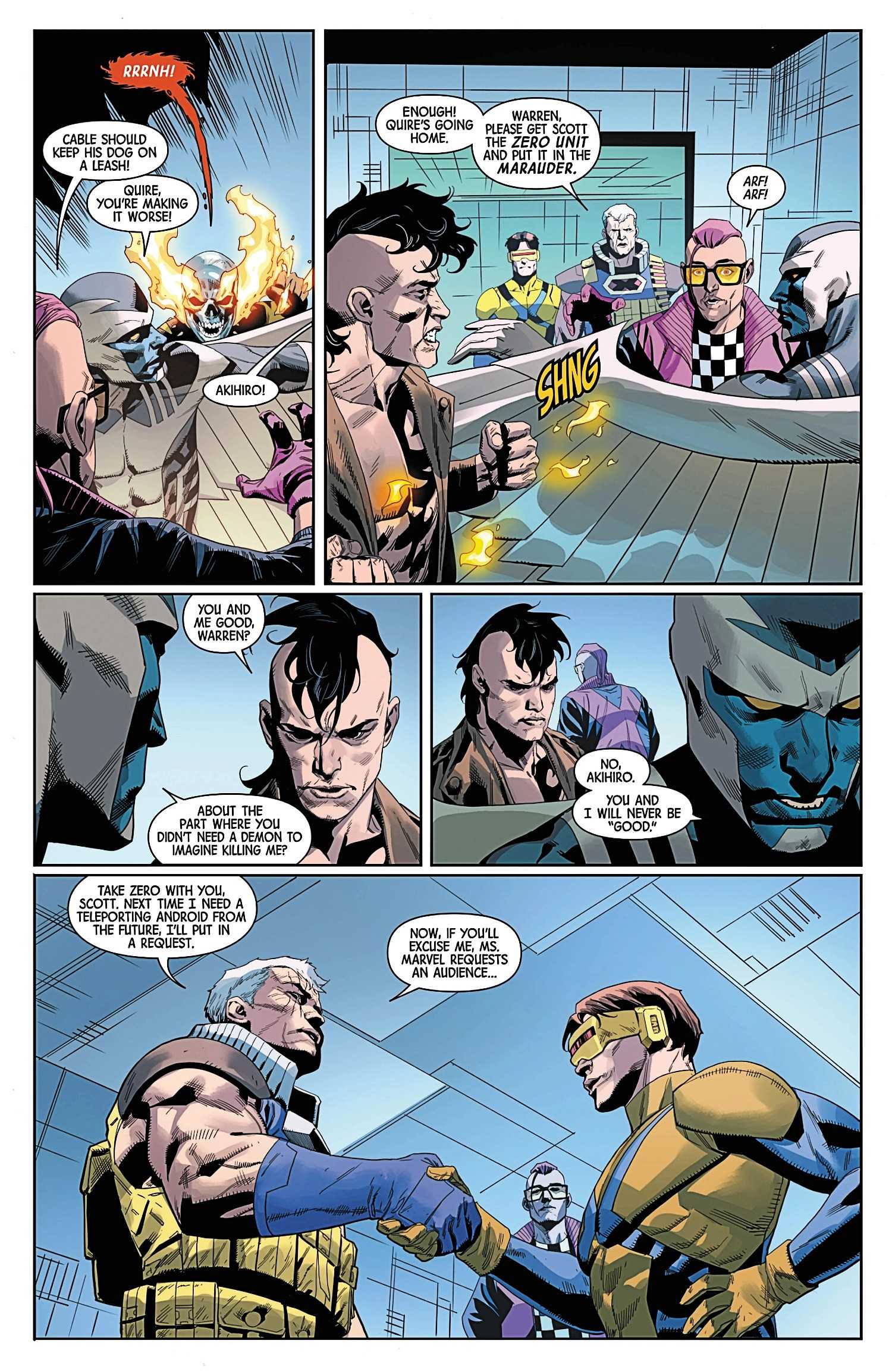 Inglorious X-Force #7, bad blood between Akihiro and Warren Worthington