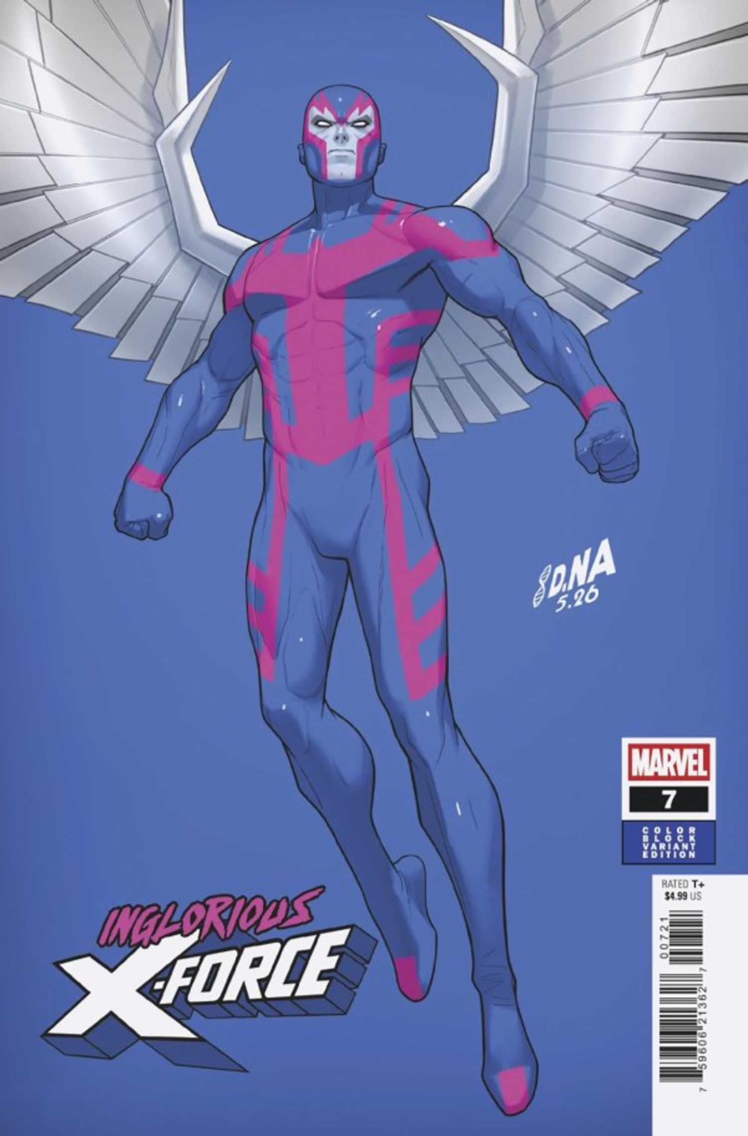 Inglorious X-Force #7 variant cover, Archangel floating in the air