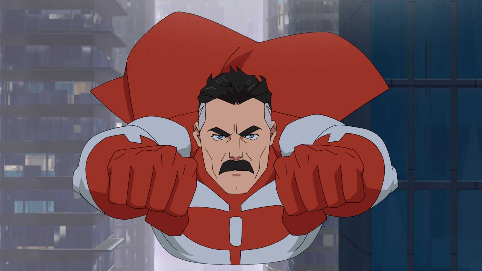 Omni-Man flying in Invincible