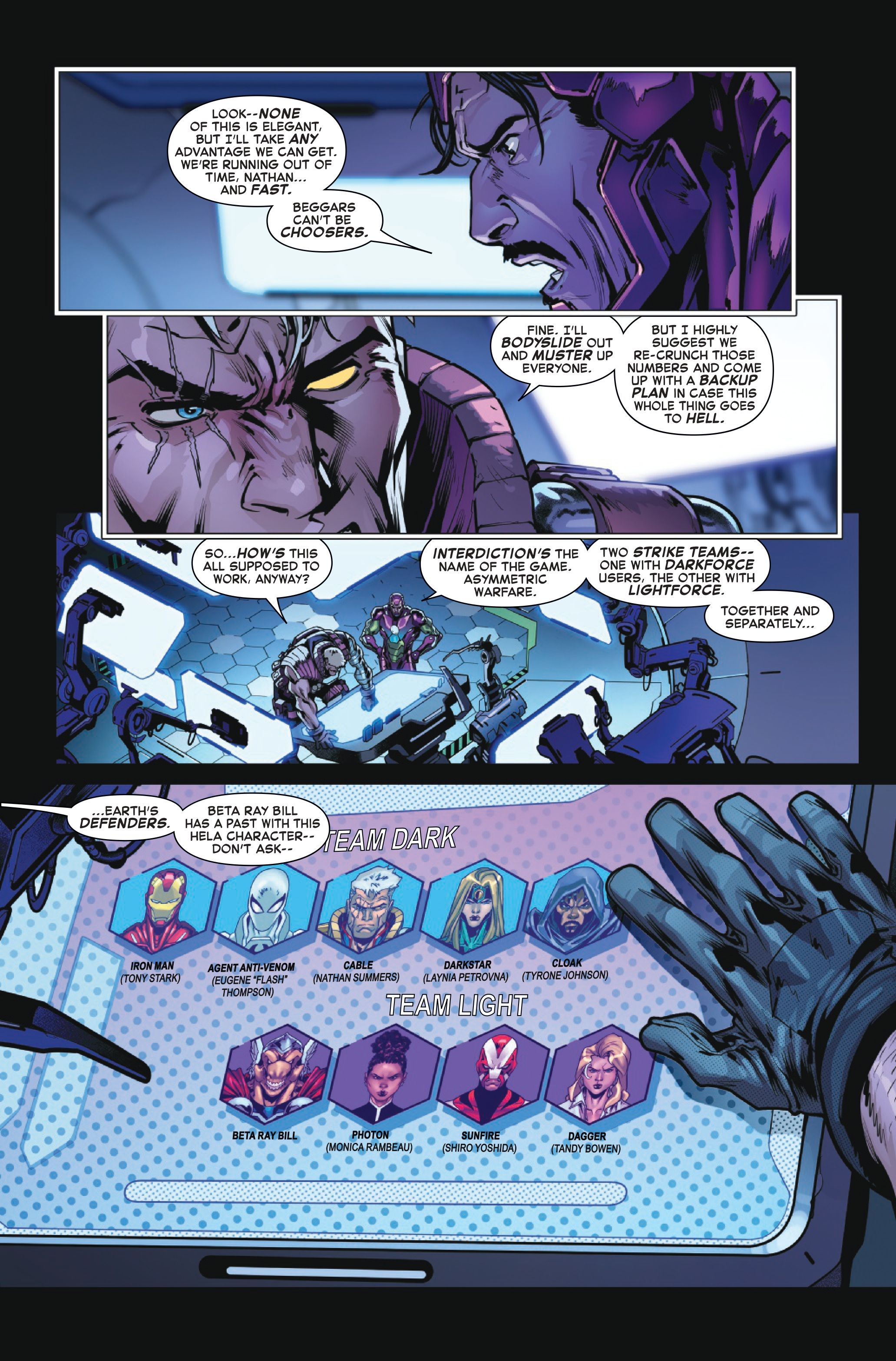 Iron Man reveals his teams in The Defenders of Light and Dark #1
