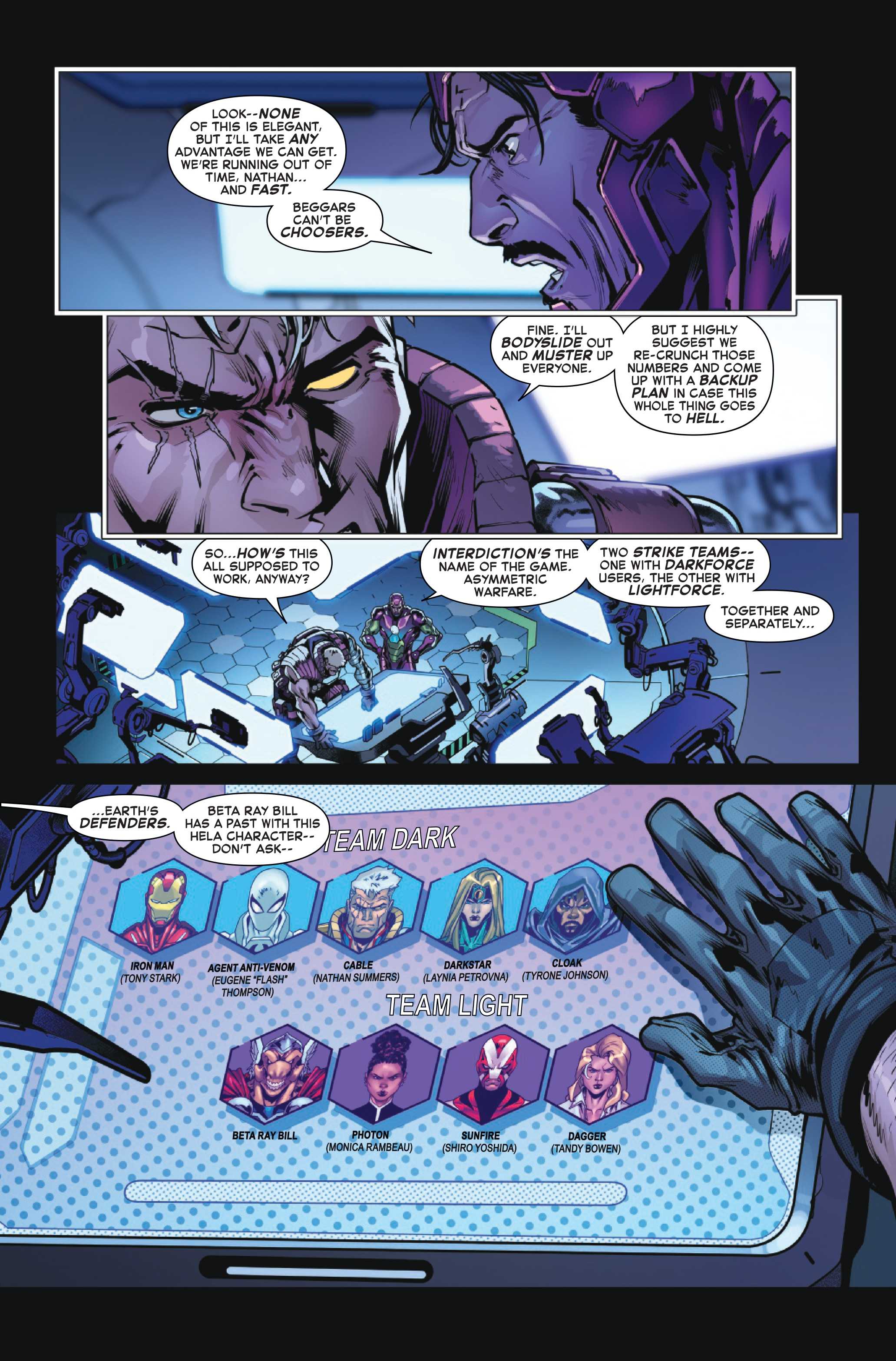 Iron Man reveals his teams in The Defenders of Light and Dark #1
