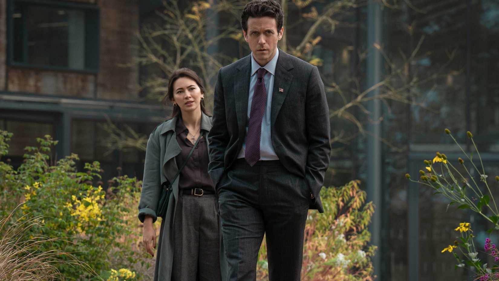 Jessica Henwick as Helen following Ashley Zukerman as Daniel in Silo season 3