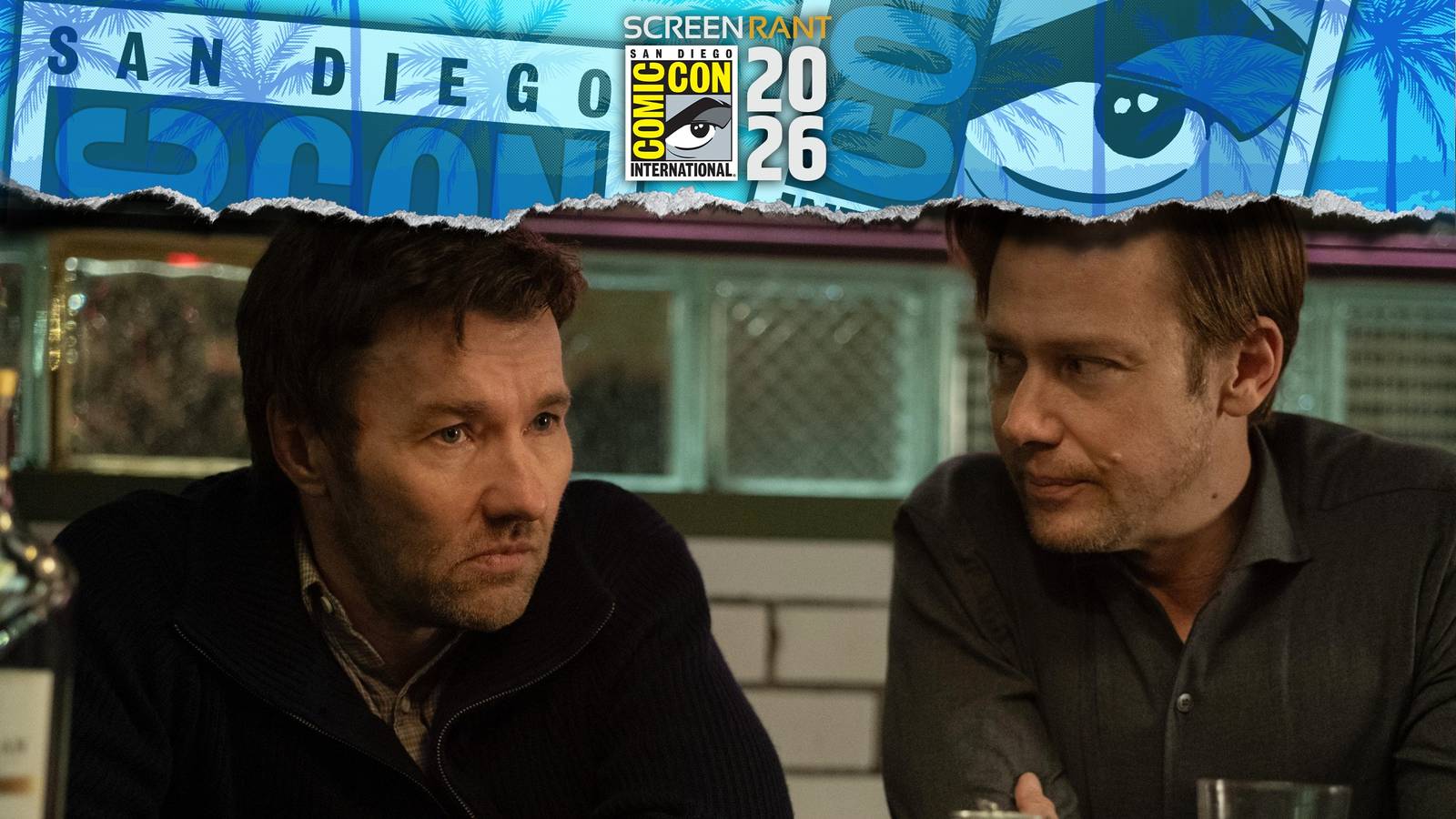 Joel Edgerton as Jason and Jimmi Simpson as Ryan with SDCC overlay in Dark Matter
