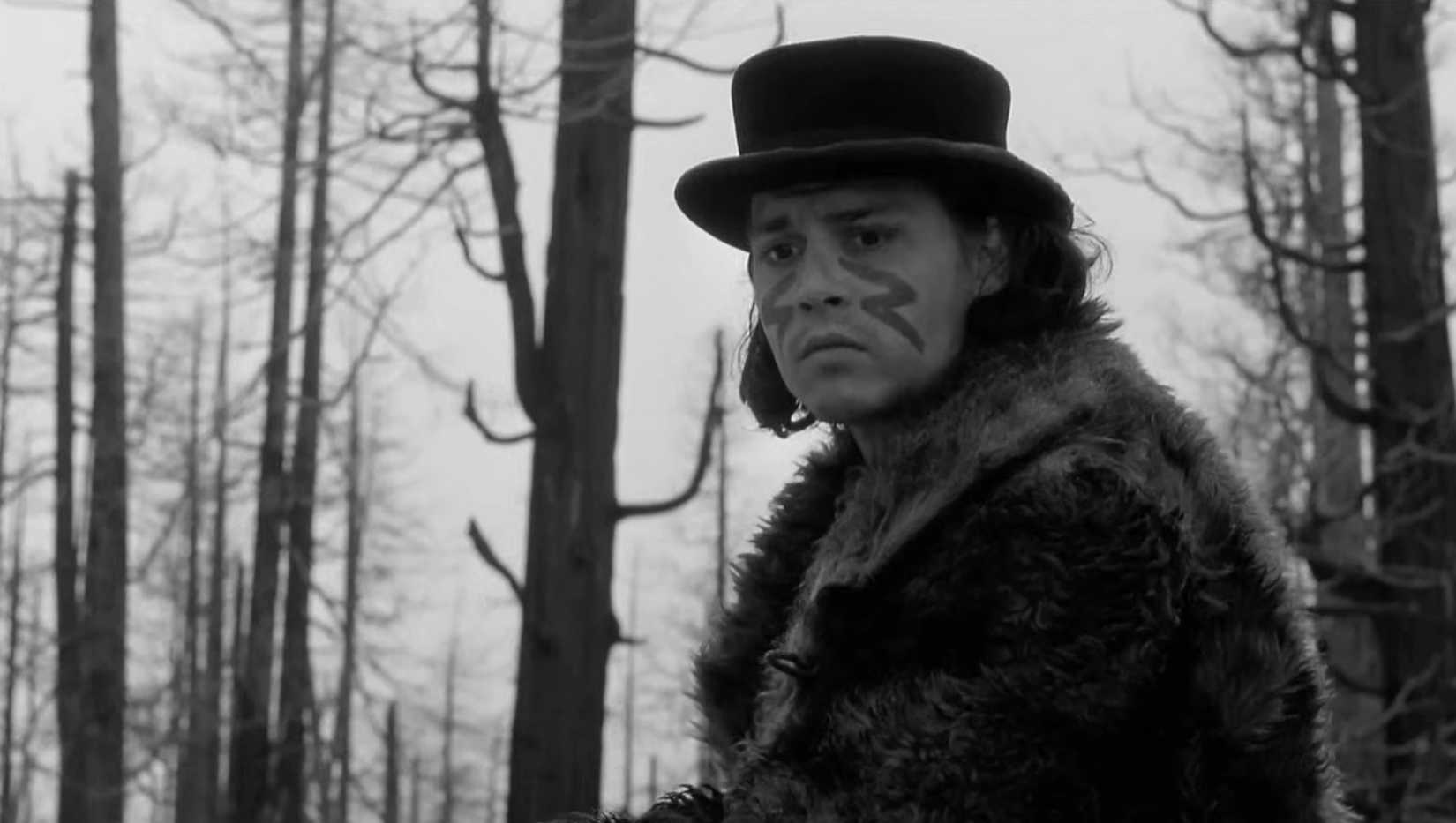 Johnny Depp looking concerned in Dead Man