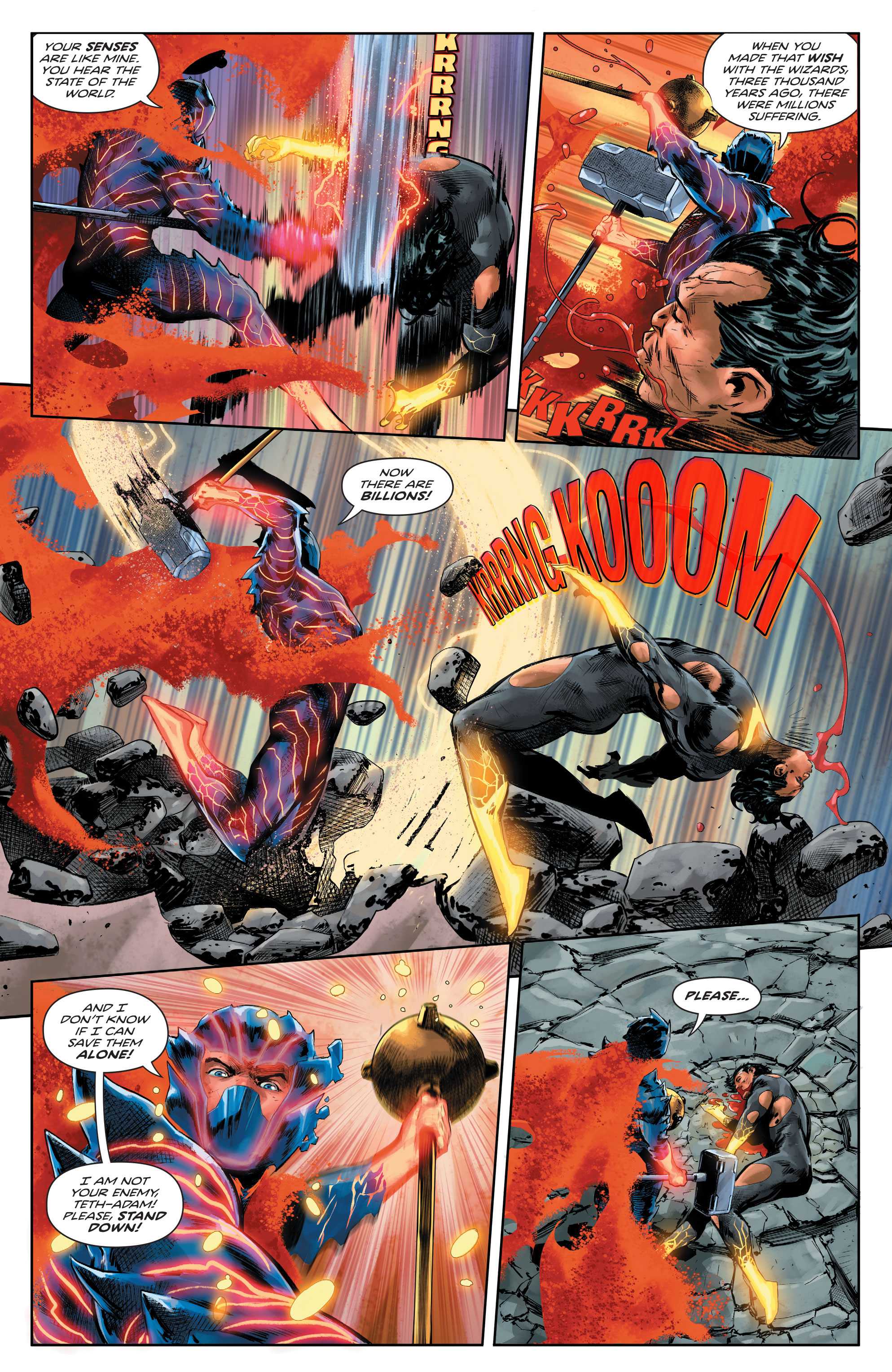 Kal-El defeats King Shazam with Steel's hammer in Absolute Superman #21