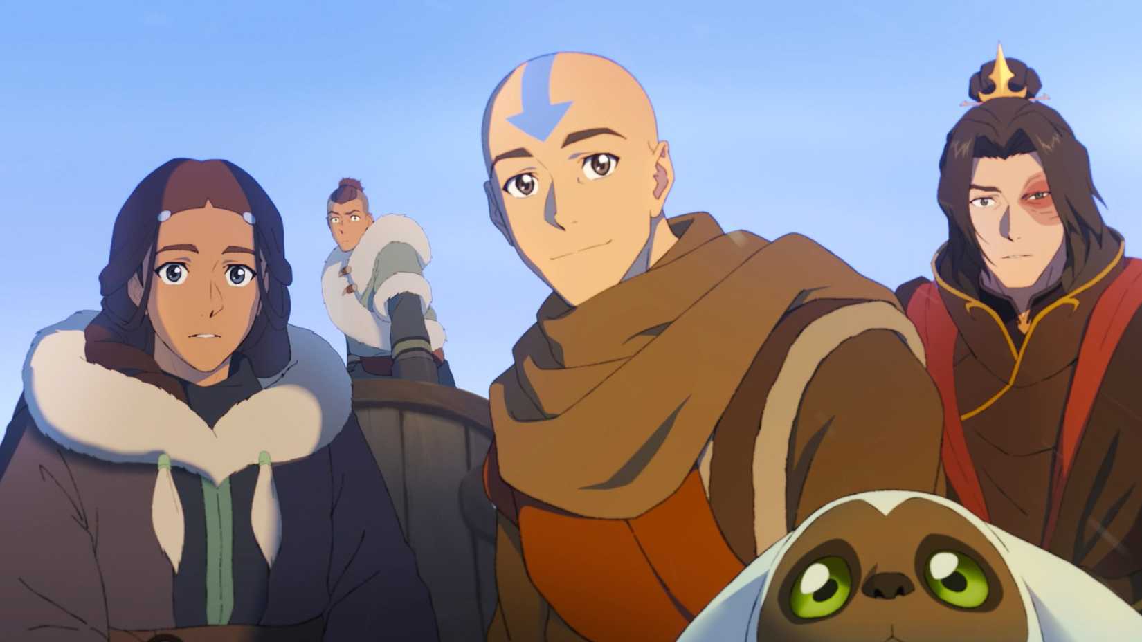 Katara, Sokka, Aang, Momo and Zuko Riding On Appa In Avatar Aang The Last Airbender