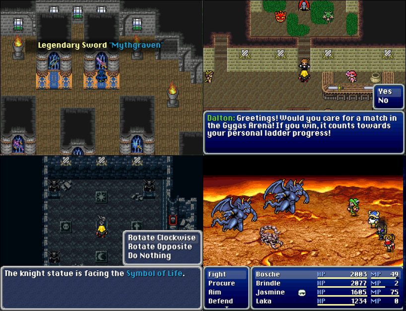 Image shows some screenshots from Final Fantasy Blackmoon Prophecy Remake