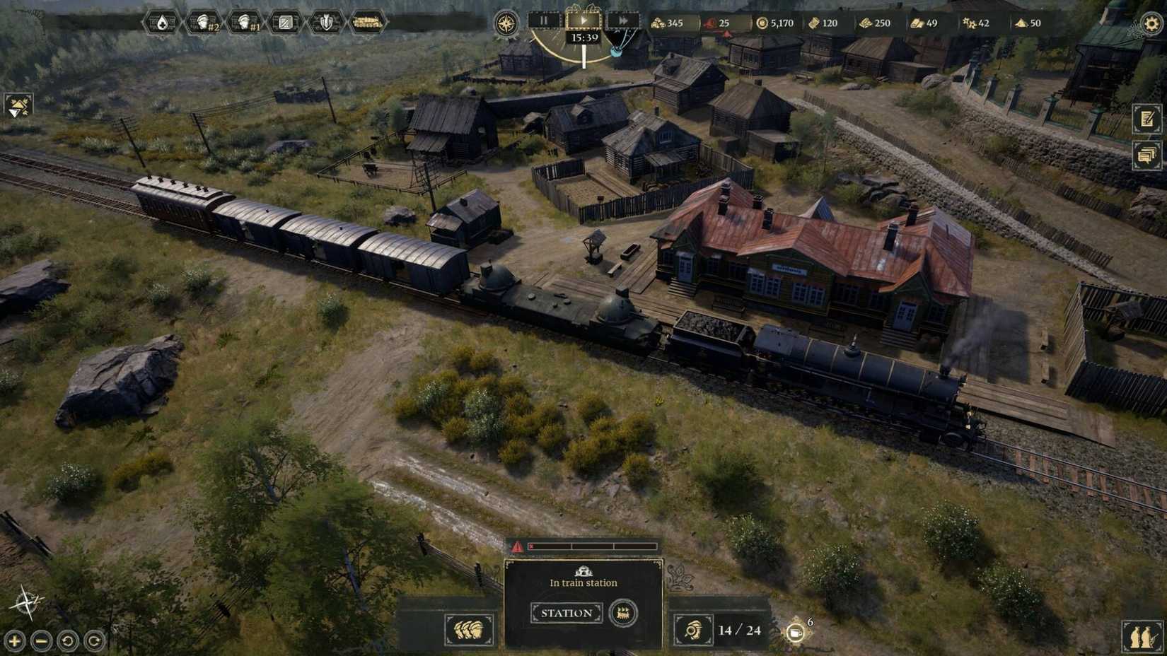 A train pulling into a station in Last Train Home.