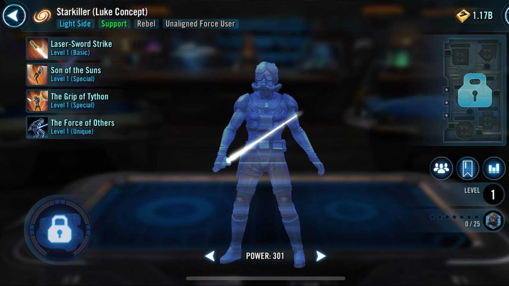 The Luke Starkiller character in Star Wars: Galaxy of Heroes.