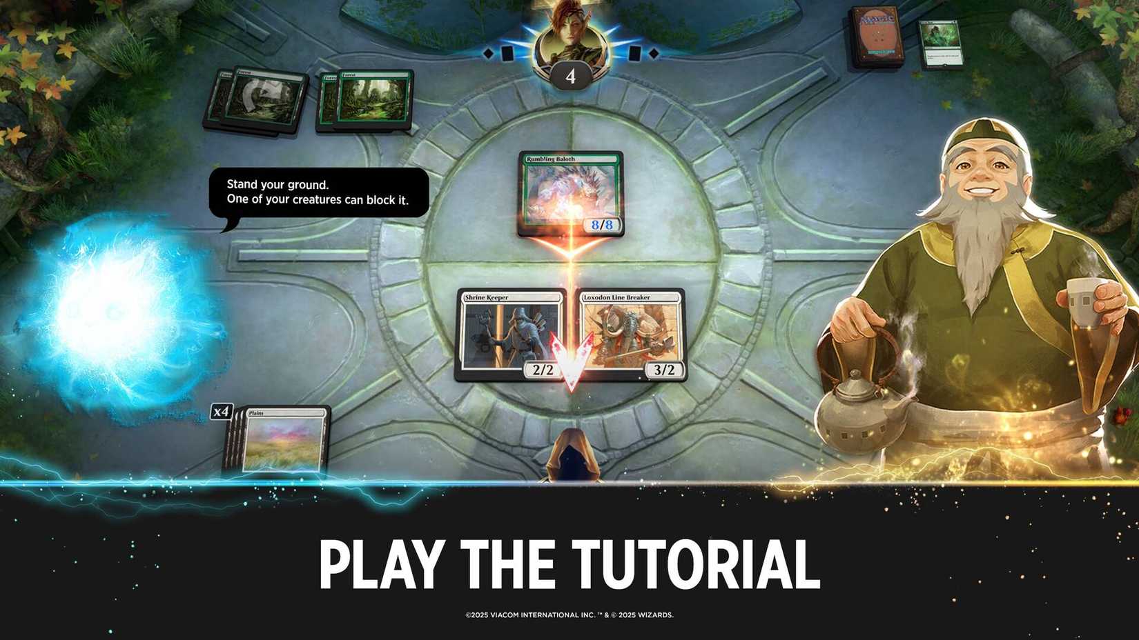 Magic: The Gathering Arena tutorial gameplay featuring Avatar: The Last Airbender character.